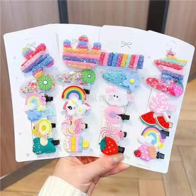 Korean Style Children Barrettes Cute Rainbow BB Clip Hairpin Girls Baby Cloth Wrapper Headdress New Cartoon Clip Hair Accessories