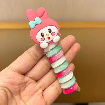 Children's Coil Telephone Line Hair Band Ponytail Kt Head Rope New Ponytail Rubber Band High Elastic Hair Rope