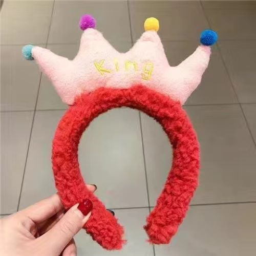 south korea plush queen crown hair clasp face wash sweet cute hair accessories outer wear wide-edged headband headdress girls‘ hair accessories