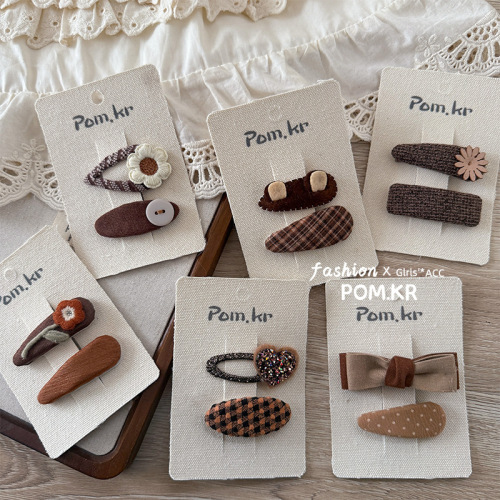 2025春季新款棕色系花朵蝴蝶结可爱森系女孩侧边刘海夹女童碎发夹