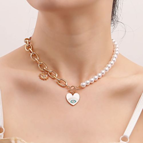 europe and america cross border necklace ornament imitation pearl love devil‘s eye necklace female ins style special-interest design 11