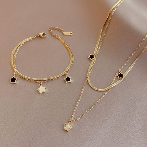 new five-pointed star shell necklace women‘s light luxury high sense special-interest design simple korean style collarbone necklace bracelet 1