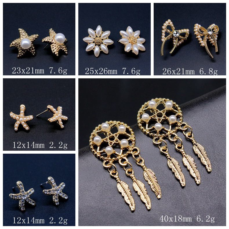 European and American Style Cross-Border Pearl Dreamcatcher Flower Rhinestone Pearl Bow Spot Drill Starfish Stud Earrings