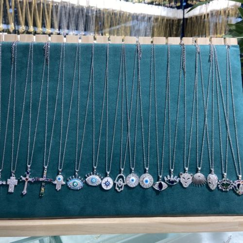 2024 korean style new micro inlaid zircon copper pendant clavicle chain necklace personality affordable luxury internet celebrity titanium steel necklace bracelet