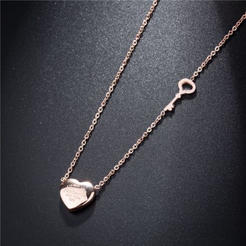 korean style titanium steel 18k rose gold colored gold love necklace female love heart-shaped key clavicle chain birthday gift 11