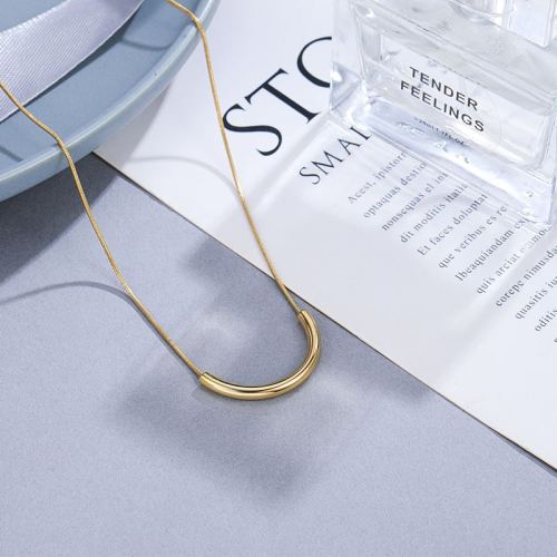 simple titanium steel necklace women‘s electroplated k gold trendy u-shaped snake bones chain colorfast affordable luxury fashion ornament manufacturer 11
