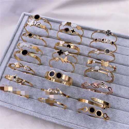 stainless steel fashion temperament rose gold titanium steel bracelet european and american diamond shell snake-shaped color retaining bracelet