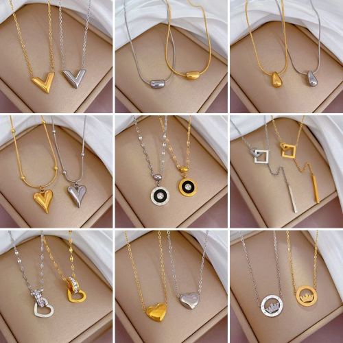 [whole body titanium steel] whole body titanium steel furnace real gold cold necklace female ins online influencer clavicle chain ornament