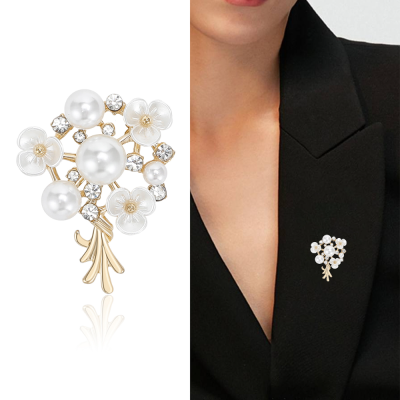 Simple Personality Animal Series Rhinestone Bouquet Brooch Fashion European and American Style Electroplated Gold and Silver All-Match Inlaid Corsage