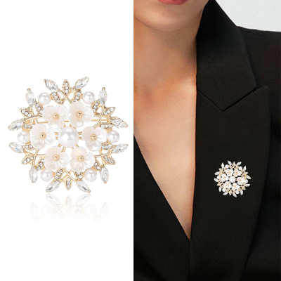 Japanese and Korean Temperamental Bells of Ireland High-End Women's Natural Pearl High-Grade Light Luxury Business Suit Corsage Pin