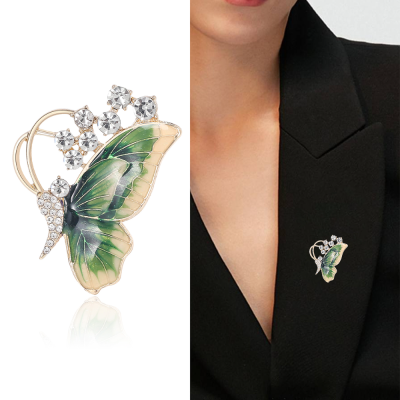 Retro Elegant Enamel Glaze Painted Butterfly Brooch High-End Women's Luxury Fashion Exquisite Pin Elegant Temperament Accessories