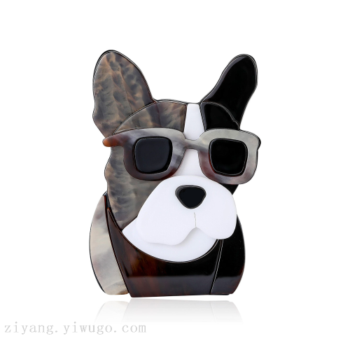 个性创意亚克力板材沙皮狗胸针精致西装大衣胸花饰品别针百搭批发