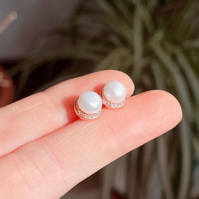 Yunyi Decorated Home Freshwater Pearl Ear Studs Women's 2023 New Trendy Simple High Sense Fashion Sterling Silver Needle New