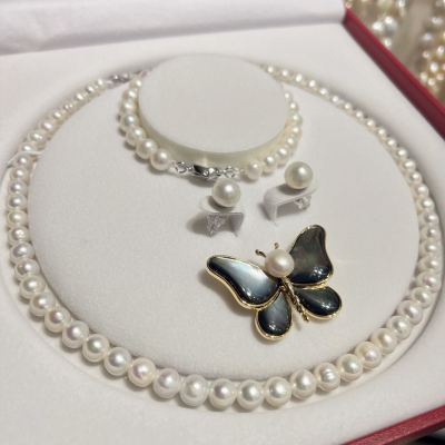 Yunyi Decorated Home Natural Freshwater Pearl High-Grade Gift Set 38 Th Festival Mother's Day Birthday Gift S925 Silver Buckle