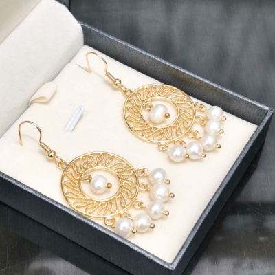 Yunyi Decorated Home Retro Style Natural Pearl Earrings Exaggerated Bohemian Sea Style New Products in Stock Manufacturer