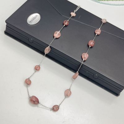 Yunyi Decorated Home Titanium Steel Natural Crystal Stone Necklace Jewelry Wholesale Necklace Colorfast Ornament Wholesale Factory Store