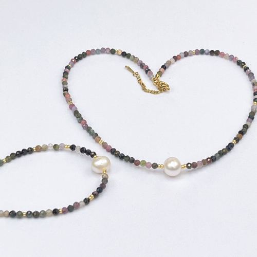 yunyi jewelry set wholesale natural tourmaline crystal pearl jewelry original wholesale 2024 new female