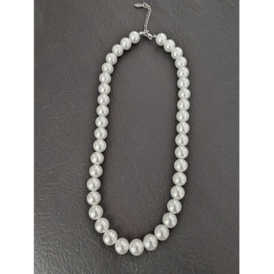 Yunyi Ornament White Big Pearl Single Wear Twin Women's Korean Classic Simple Necklace Fashion All-Match Clavicle Chain