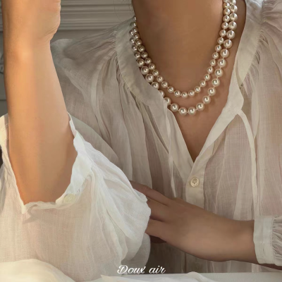 Yunyi Ornament Pearl Necklace 8mm6mm Single Wear Twin Stylish and Versatile Clavicle Chain Classic Simple Necklace