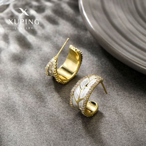 xuping jewelry simple high-grade plated 14k gold micro inlaid zircon fashion earclip earrings niche design earrings