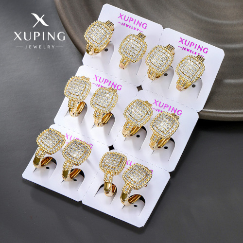 xuping jewelry new fashion simple high-grade alloy plating 14k gold micro inlaid zircon earclip earrings female