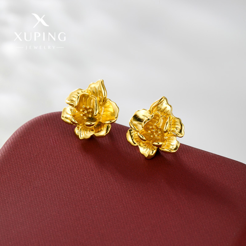 xuping jewelry alloy plating 24k gold affordable luxury fashion flower stud earrings special-interest design delicate earrings wholesale
