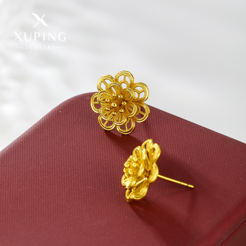 xuping jewelry affordable luxury fashion alloy electroplated 24k gold exquisite high-grade flower stud earrings european and american style earrings