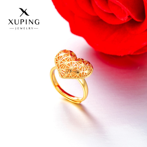xuping copper alloy plated 24k gold simulation gold hollow love heart-shaped ring light luxury temperament elegant high-grade ring
