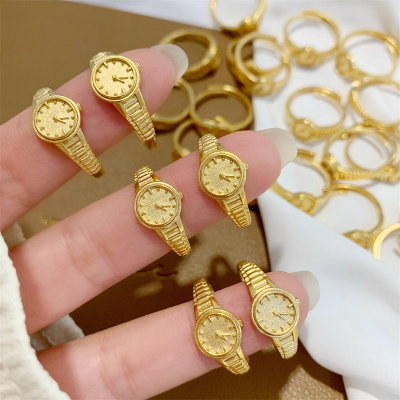 Small Golden Watch Ring Vietnam Placer Gold 520 Watch Index Finger Ring Xiaohongshu Same Style Couple Men and Women Couple Rings