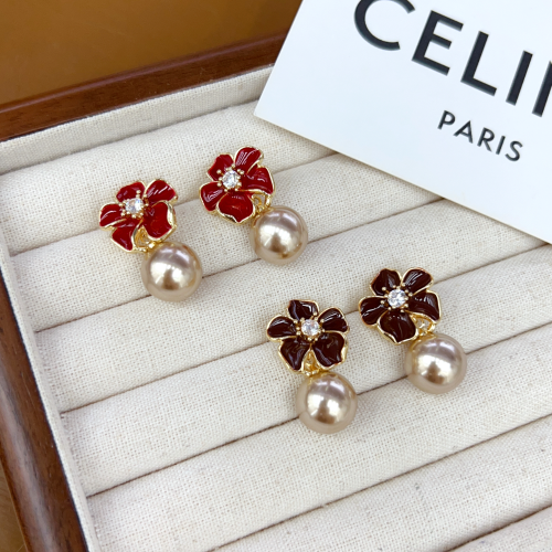 清新甜美粉色花朵珍珠耳钉女新款爆款优雅耳环小众独特气质耳饰