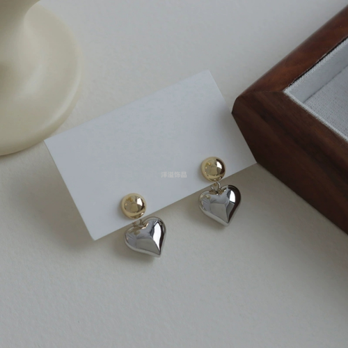 cross-border e-commerce french high-grade three-dimensional love contrast color ear studs fashion simple elegant earrings ins cold style