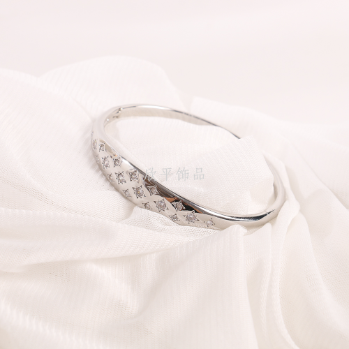 跨境银色星星手镯简约百搭时尚带钻满天星手镯ins风轻奢小众女潮