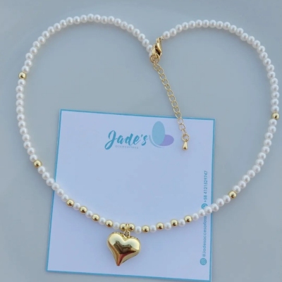 New Highlight Imitation Pearl Heart Color Retaining Necklace
