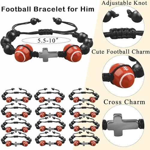 cross-border woven cross rugby volleyball bracelet frosted blackstone woven basketball football cheerleading bracelet