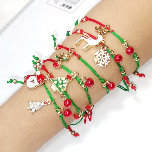 european and american foreign trade children‘s bracelet santa claus snowflake elk christmas tree christmas knitting accessories gift