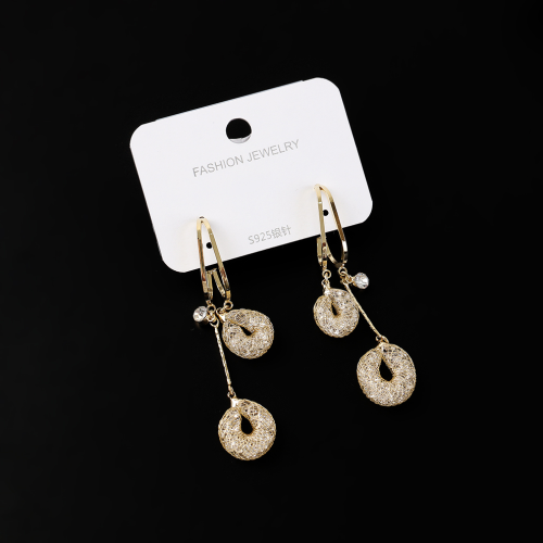 日韩国新款轻奢气质名媛耳环高级感耳饰小众设计网格镂空耳坠新款