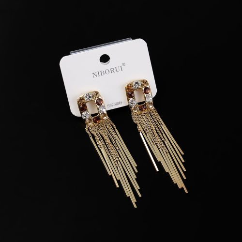 bohemian tassel earrings heavy industry elegant high-grade sterling silver needle niche light luxury personality fashion earrings