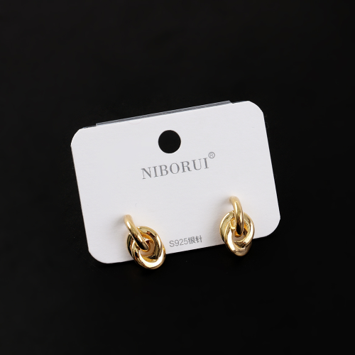 S925银针个性打结造型耳钉女镂空耳环简约小巧立体感耳饰厂家批发