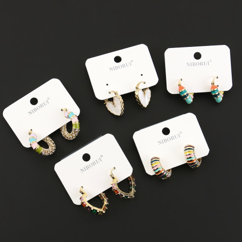 滴油彩色锆石耳圈法式小众气质文艺风复古高级感耳扣时尚百搭耳环