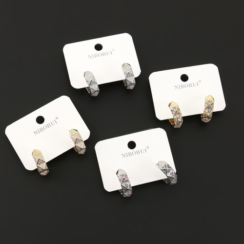 新款复古风蓝色耳环潮欧美高级感小众轻奢耳饰女圆环 耳圈批发