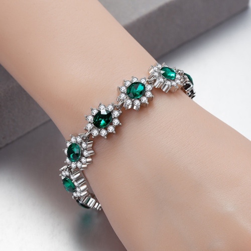 速卖通热销绿色水钻手链 欧美时尚潮流满钻手饰跨境配饰 Bracelet
