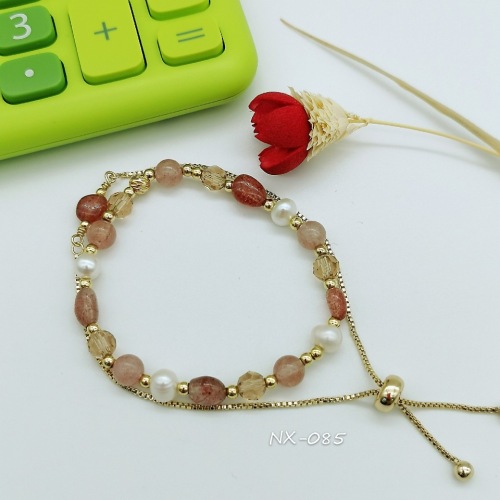 创意天然石水晶手串珍珠手工双层手链小众女生手饰手镯情人节礼品