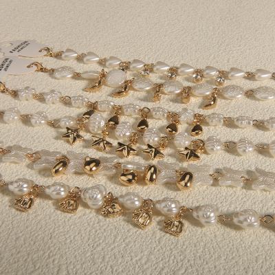 Women Bracelet Gold Plated Charm Bracelet Faux Pearl Beads Bracelet Fashion Jewelry for Girls