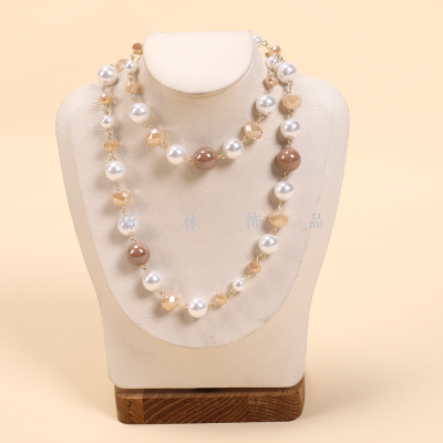 Double-Layer Round Pearl Fashion Big Necklace Simple All-Match