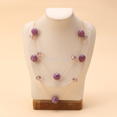 Double-Layer Purple Multi-faceted Spherical Fashion Big Necklace Simple All-Match