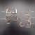 5 Pairs Circle Square Pearl Twisted Ear Ring Suit