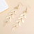 European and American Elegant Golden Simple Cold Style Personalized Leaves Long Earrings for Women