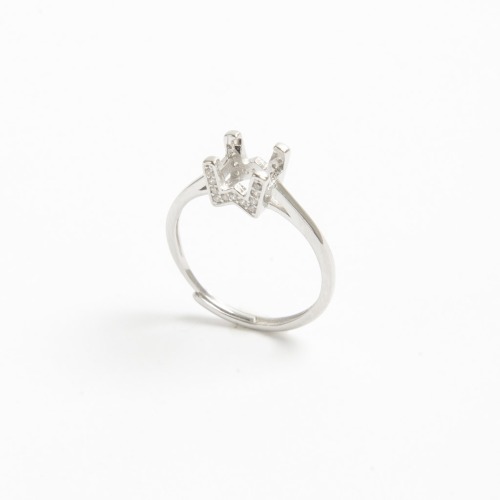 S925银50分1克拉戒托戒指空托配件锆石莫桑玉石戒指配件