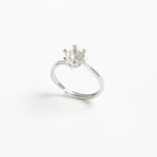 S925银50分1克拉戒托戒指空托配件锆石莫桑玉石戒指配件