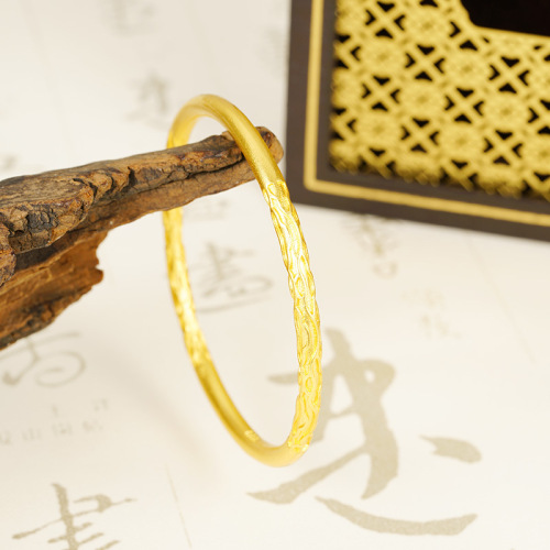 越南古法沙金手镯时尚简约高级感百搭小众设计感复古风义乌配饰品